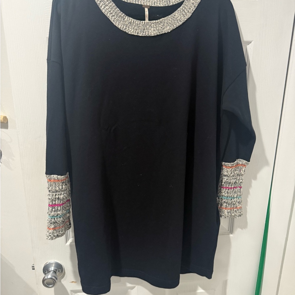 Free People Black and Multicolor Sweatshirt dress